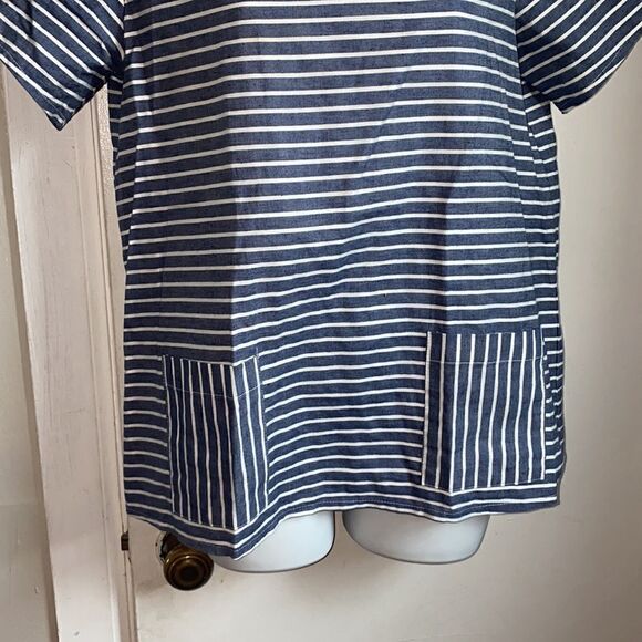ALEX + ALEX Blue and White stripe Flax Top-S - Picture 3 of 6